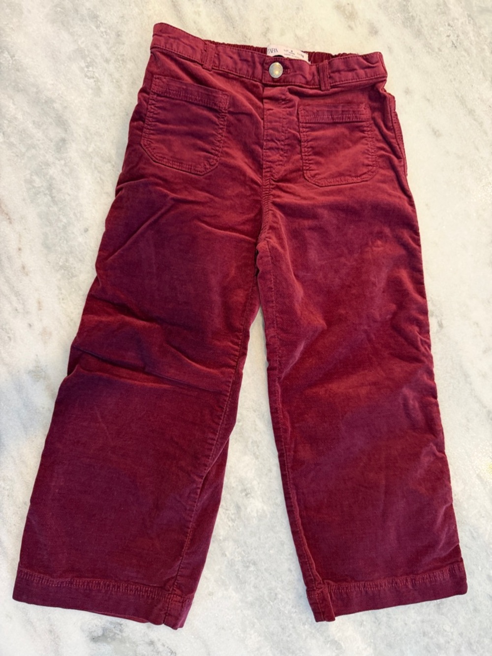 Zara Girls Maroon Velvet Pants Size 6